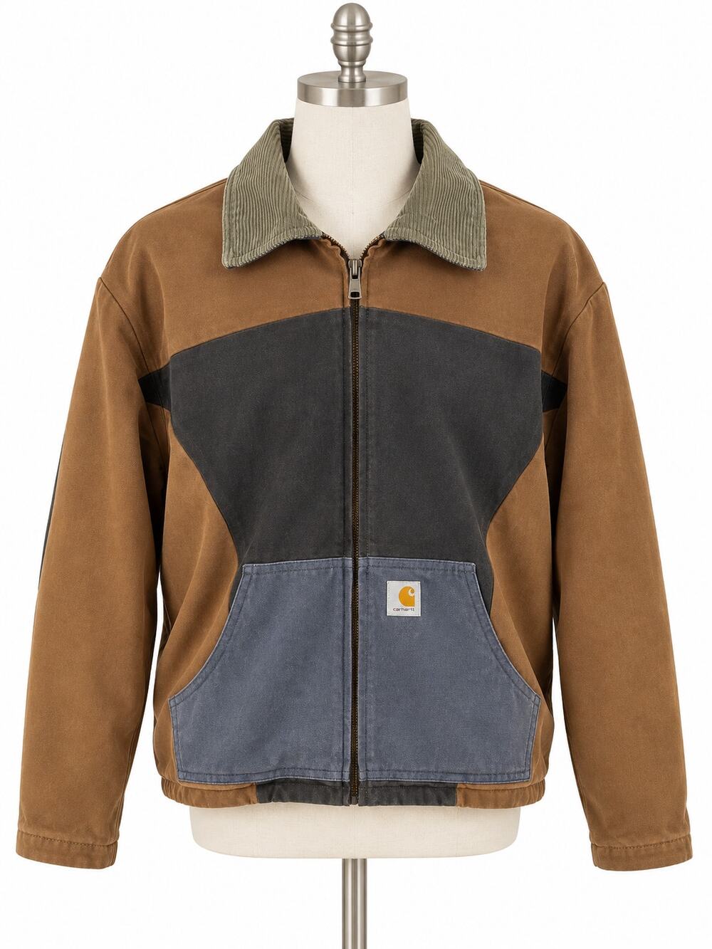 Carhartt Reworked Colorblock Workwear Jacket Corduroy Plaid Lined Mens XL Tall